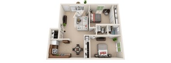 D Floor Plan at Foxboro Apartments, Wheeling, Illinois