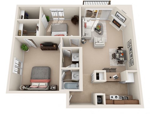 F Floor Plan at Foxboro Apartments, Illinois