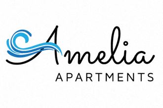 a logo that reads mija apartments with a wave on it
