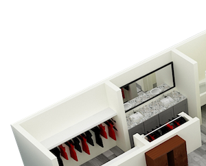 3D-1BR_1070 A3 One Bedroom One Bath Apartment 1070 sq ft with model furnishings