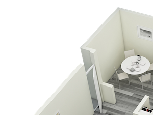 3D-1BR_1310 A4 One Bedroom One Bath Apartment 1310 sq ft with model furnishings