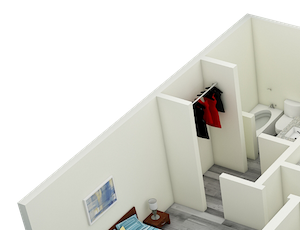 3D-2BR_1190 B3 Two Bedroom Two Bath Apartment 1190 sq ft with model furnishings