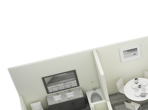 3D-2BR_1377 B5 Two Bedroom Two Bath Apartment 1377 sq ft with model furnishings
