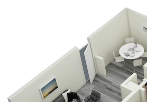 3D-3BR_1520 C1 Three Bedroom Two Bath Apartment 1520 sq ft with model furnishings
