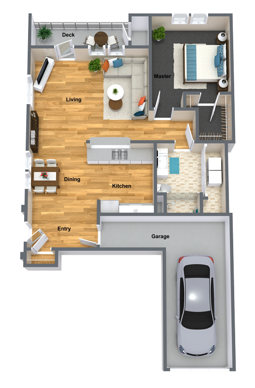 Cabernet One Bed One Bath Floor Plan Cabernet One Bed One Bath Floor Plan at The Brix Apartments, Spokane Valley, WA