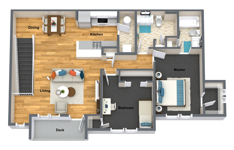 Chardonnay Two Bed Two Bath Floor Plan Chardonnay Two Bed Two Bath Floor Plan at The Brix Apartments, Spokane Valley, 99037