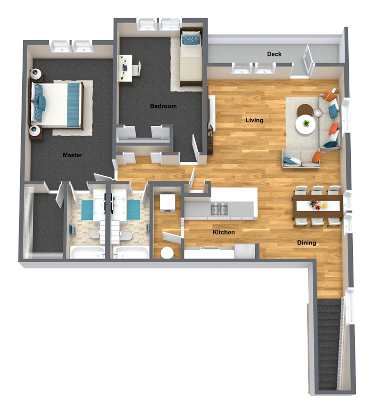Riesling Two Bed Two Bath Floor Plan Riesling Two Bed Two Bath Floor Plan at The Brix Apartments, Spokane Valley
