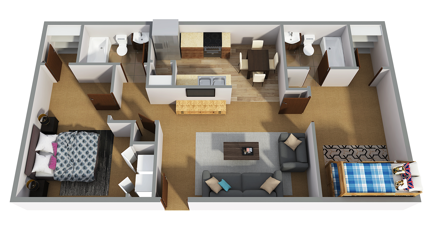 Maison Bocage 2 Bedroom Floor Plan