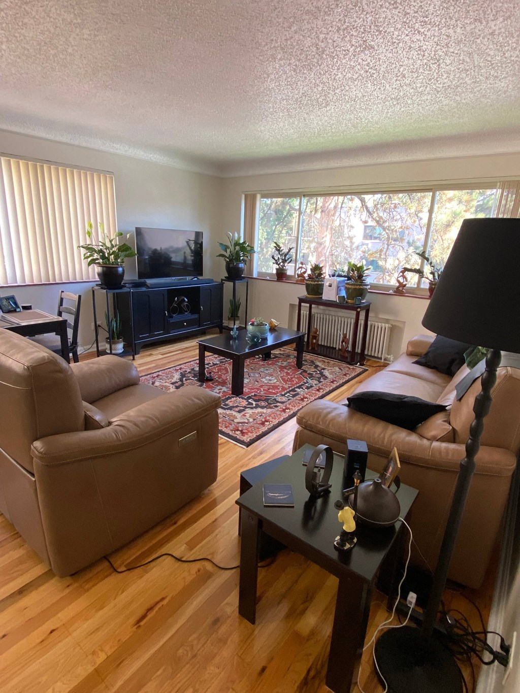 a living room with couches and a table