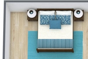 Three dimensional rendering of a two bedroom, two bathroom apartment at Bennett Pointe Apartments in Edmond, Oklahoma