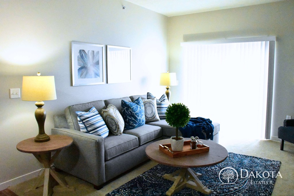 a living room with a couch and a coffee table