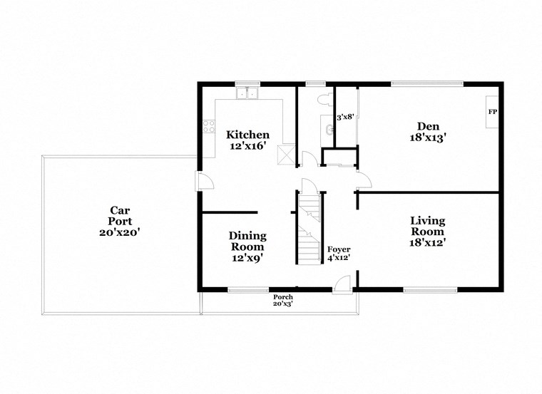 a floor plan of a house with two bedrooms and a bathroom