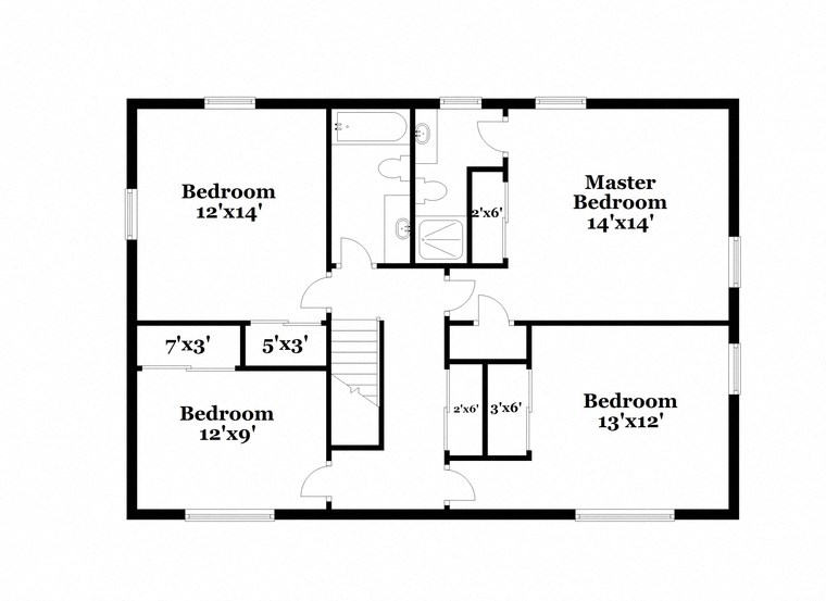 floor plan of the first floor of a house with a bedroom and a bathroom
