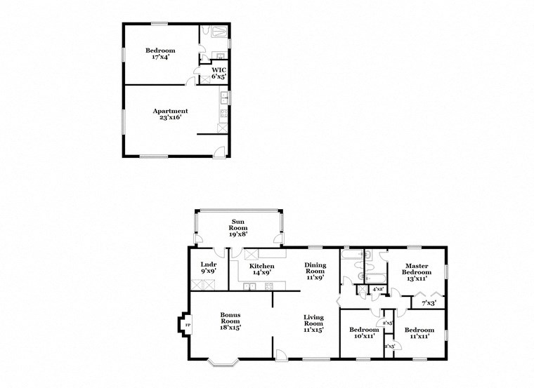 two floor plan of a house with two different floors