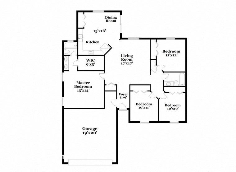 a floor plan of a house with two floors and a garage
