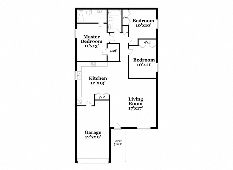 a floor plan of a home with a small kitchen and a living room