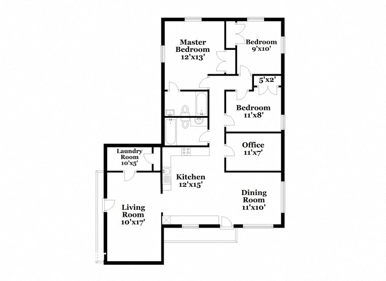 a floor plan of a house with a bedroom and a living room