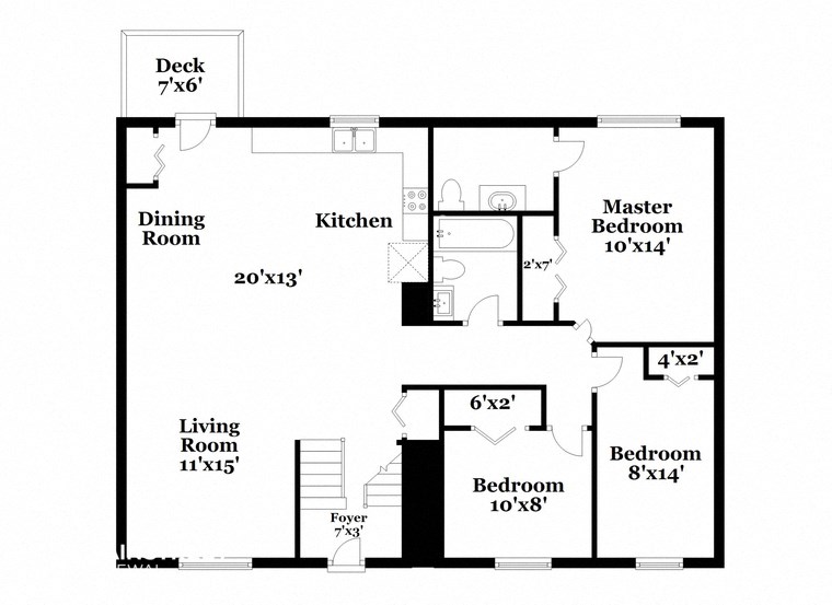 a floor plan of a house with a bedroom and a living room