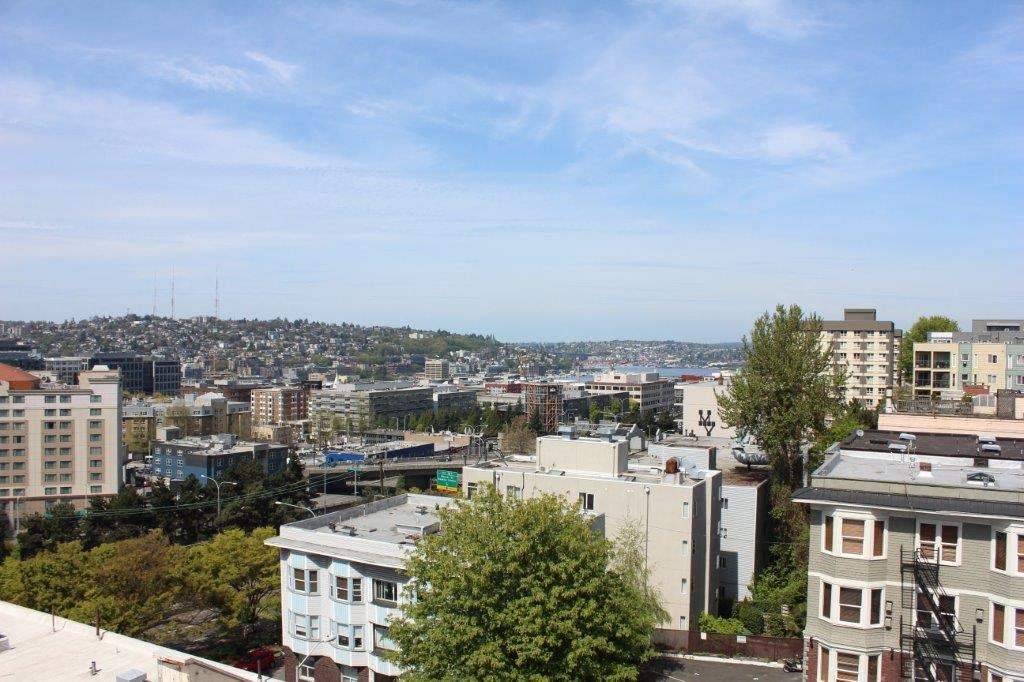 a view of the city from the roof of a building