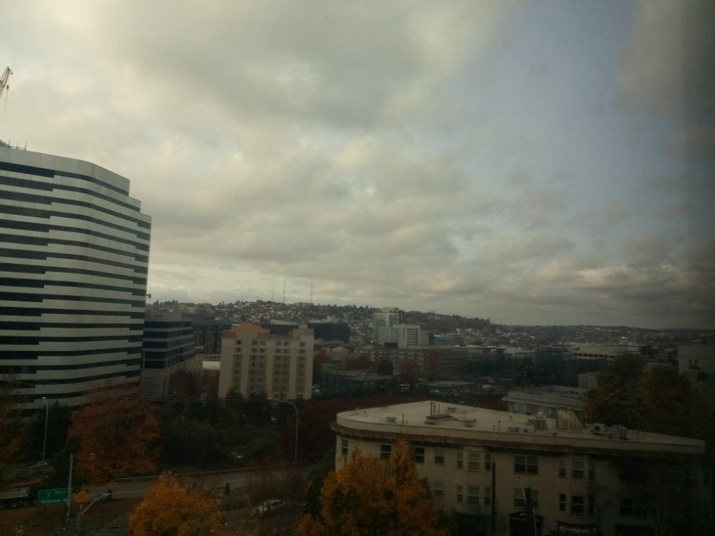 a view of the city from a window