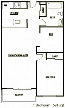 1 Bedroom - Den - 60% AMI