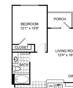 Barton Floor Plan Barton 1 Bed 1 Bath 748 square feet Floor Plan