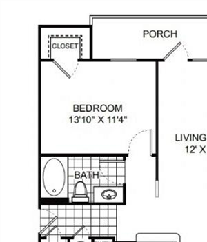 Cypress Floor Plan Cypress 1 bed 1 bath 823 square feet Floor Plan