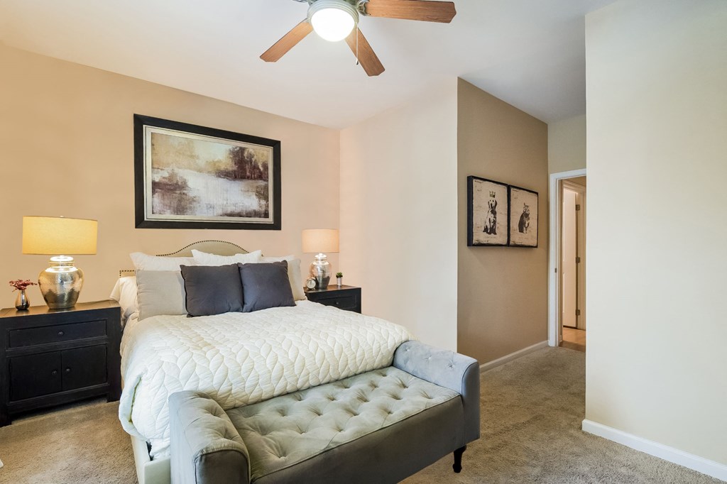 Bedroom With Ceiling Fan at Alexander Village, North Carolina, 28262
