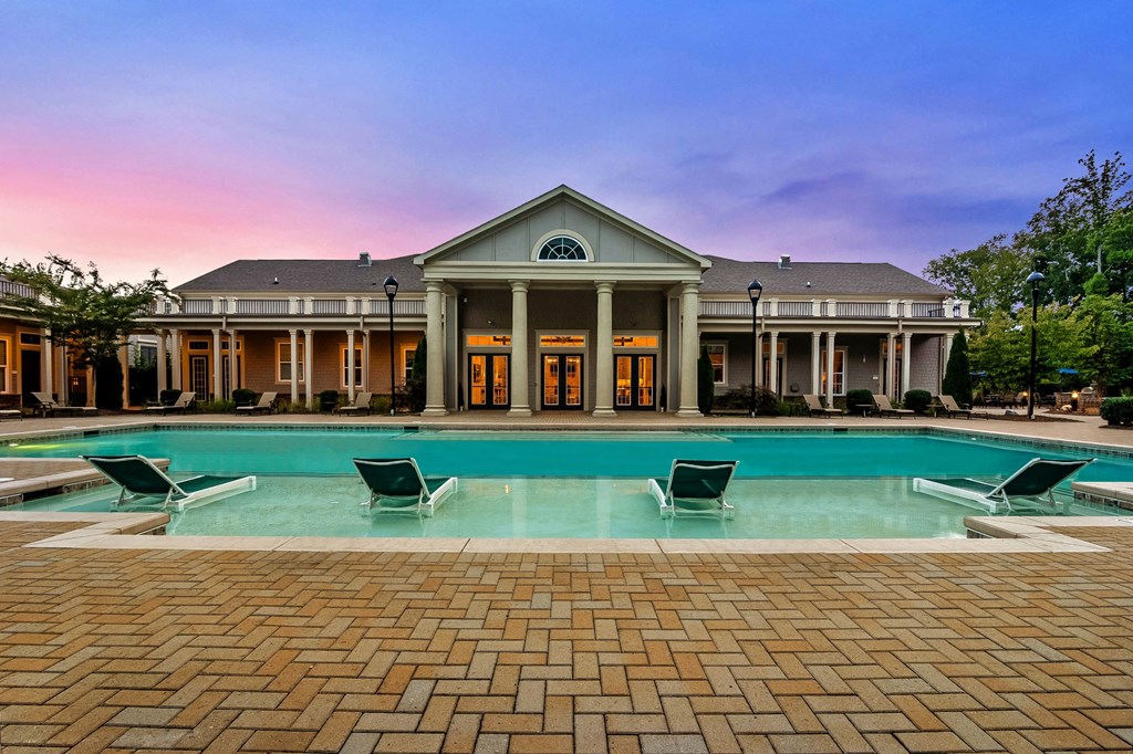 Pool Twilight at Alexander Village Apartments in Charlotte