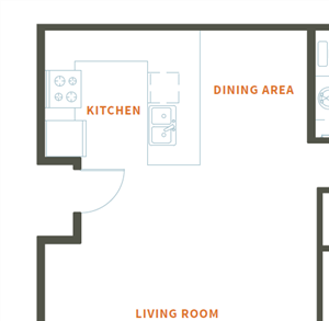 One Bedroom 842 Floor plan One Bedroom 842 Floor plan at Carrick Bend, Northglenn, CO