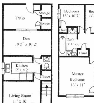 3BR 1.5BA w/Den