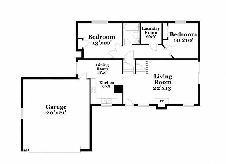 a floor plan of a house with two bedrooms and a living room