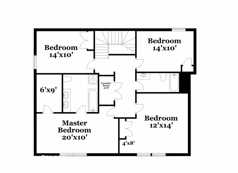 a floor plan of a house with bedrooms and bathrooms and a master bedroom