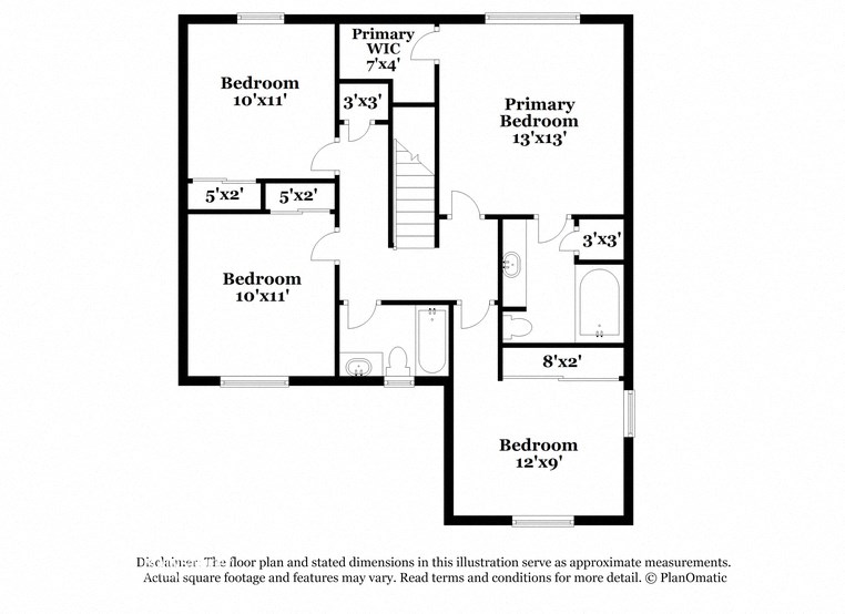 the floor plan of the third level of the residence