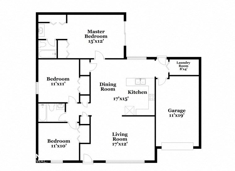 a floor plan of a house with a kitchen and a living room