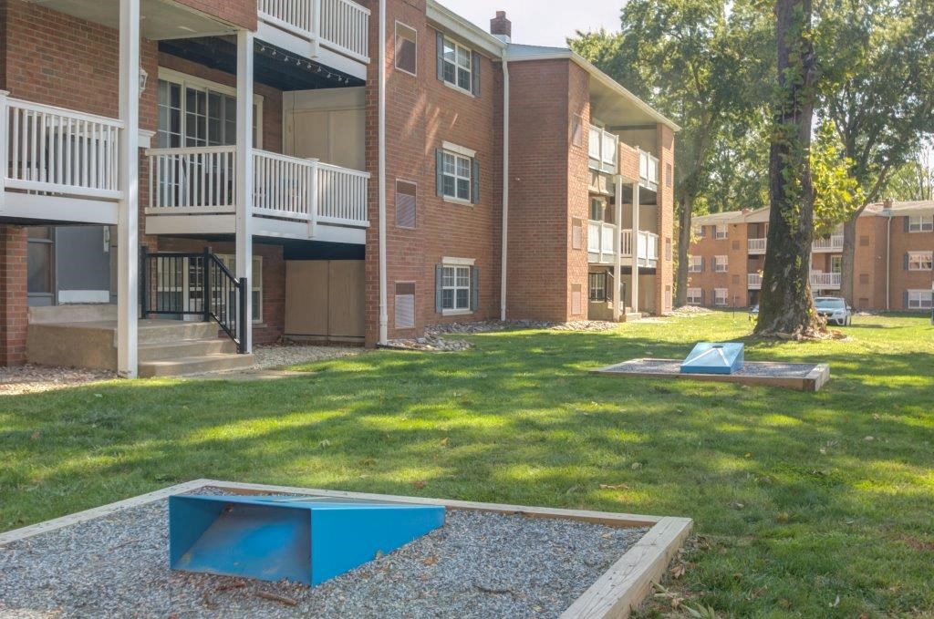 our apartments have a large yard with grass