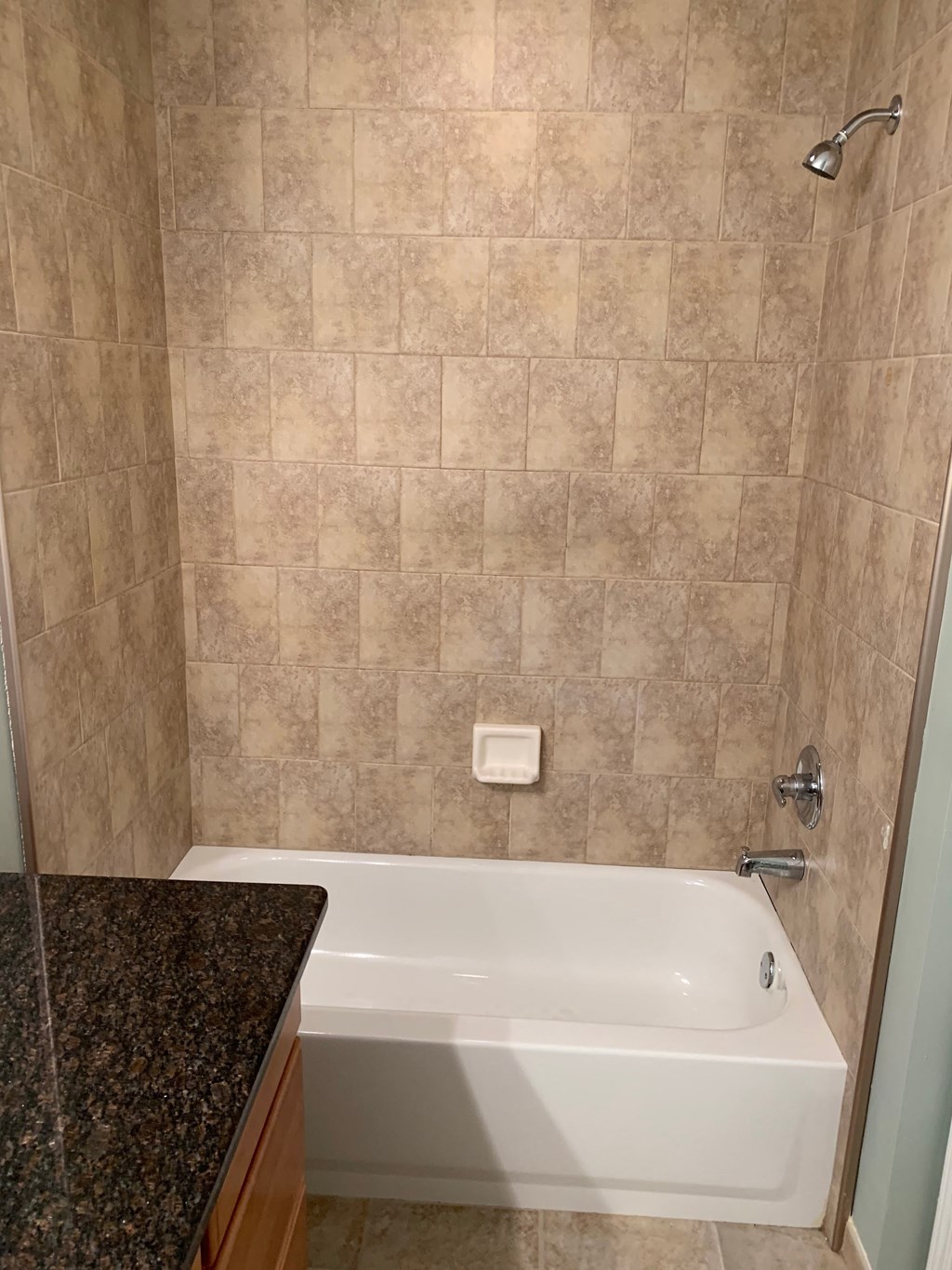 a bathroom with a tub and a sink and a shower