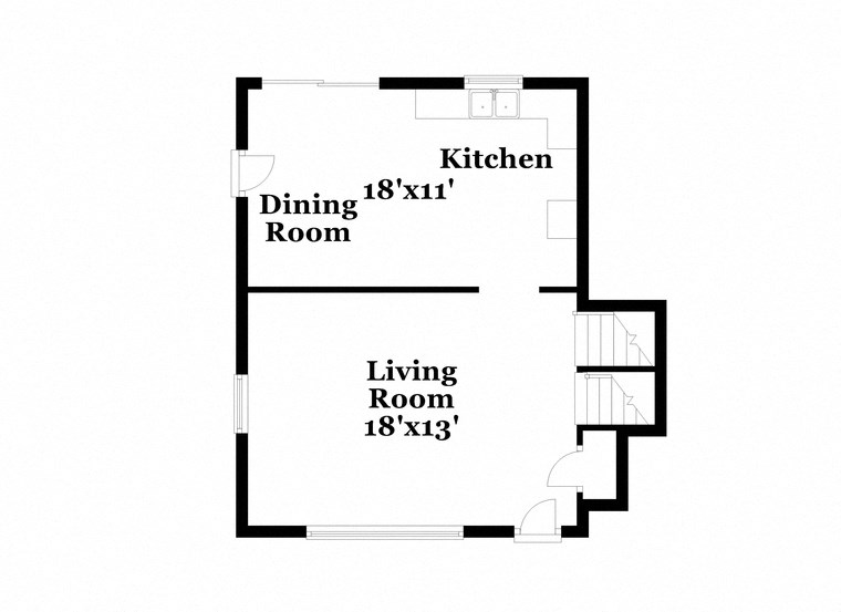 a floor plan of a house with a living room and a dining room
