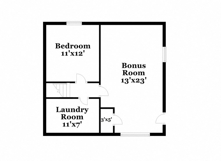 a floor plan of a house with a bonus room and a laundry room