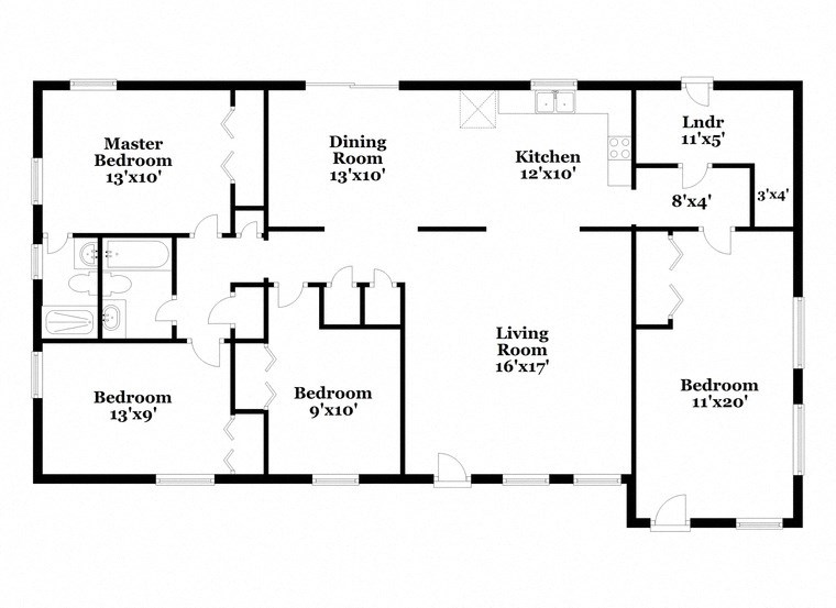 a floor plan of a house with a combination of bedrooms and a living room