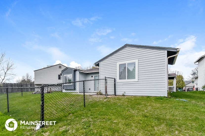 a house with a fenced in yard and a chain link fence