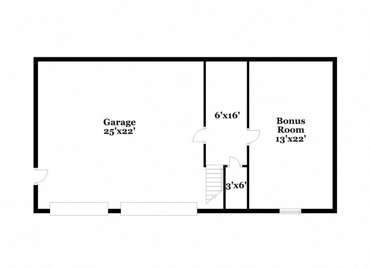 a floor plan of a house with a garage and a room with a bonus room