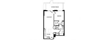 one bedroom floor plan at The Bradley