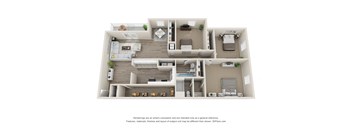 3 Bedroom Floor Plan | 1,242 Sq. Ft. at Woodbriar Management, LLC, Tucker, GA, 30084