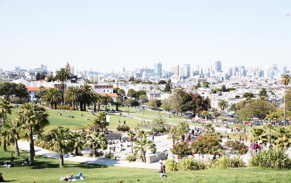 a park with a view of the city