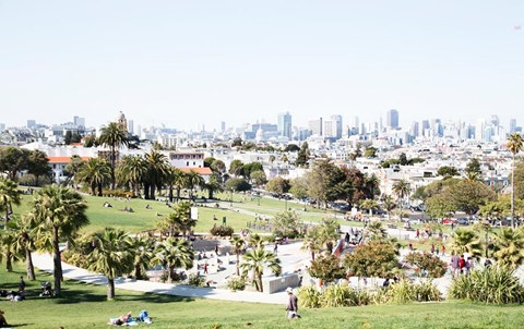 a park with a view of the city
