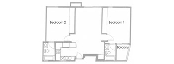 2BR 2BA - FLOOR PLAN E - 10969 ROCHESTER