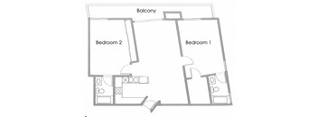 2BR 2BA - FLOOR PLAN B - 10969 ROCHESTER