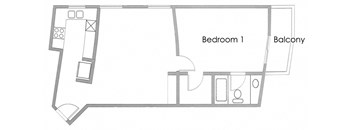 1BR 1BA - FLOOR PLAN E - 10969 ROCHESTER