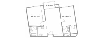 2BR 2BA - FLOOR PLAN F - 10969 ROCHESTER